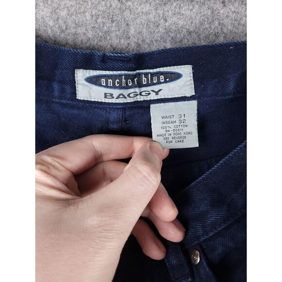 Vintage Anchor Blue Jeans Men's 30x31 Baggy Wide Leg Relaxed Fit Blue Denim Y2K - Picture 3 of 7